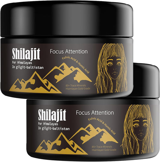 Organic Gold Grade Shilajit Resin with Fulvic Acid for Energy and Immunity - 2 Pack, Men and Women, Pure Himalayan Resin with 85+ Trace Minerals