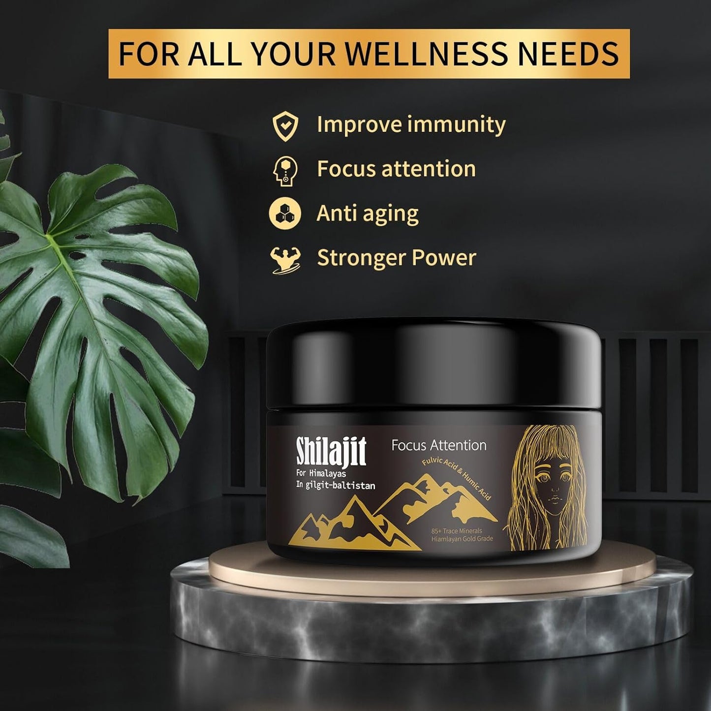 Organic Gold Grade Shilajit Resin with Fulvic Acid for Energy and Immunity - 2 Pack, Men and Women, Pure Himalayan Resin with 85+ Trace Minerals