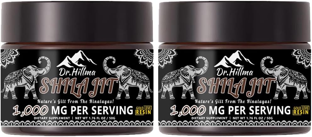 Organic Golden Grade A Shilajit Resin 1000mg x 2 Pack - High Potency Energy & Immune Support with Fulvic Acid - 50g