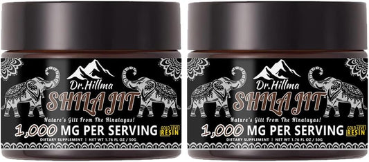 Organic Golden Grade A Shilajit Resin 1000mg x 2 Pack - High Potency Energy & Immune Support with Fulvic Acid - 50g