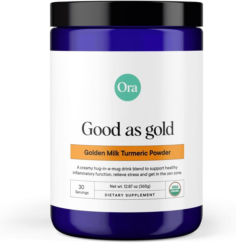 Organic Golden Milk Powder with Ayurvedic Turmeric and Adaptogens - Maple & Vanilla Flavor | Vegan, Non-GMO, Gluten-Free - 30 Servings