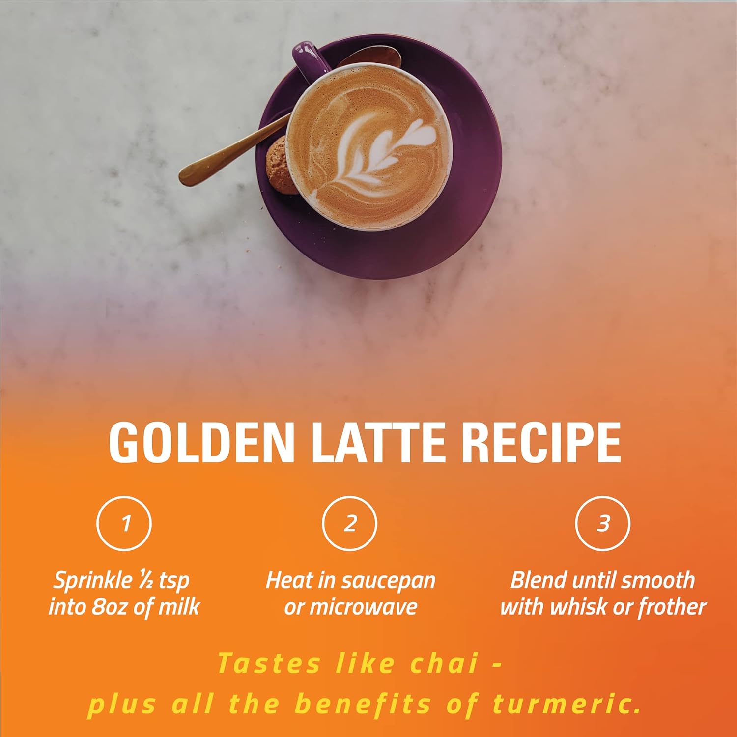 Organic Golden Milk Turmeric Powder Mix with Ginger, Black Pepper, Curcumin, Cinnamon, Cardamom - Non-GMO, Vegan, Keto and Ayurvedic Blend