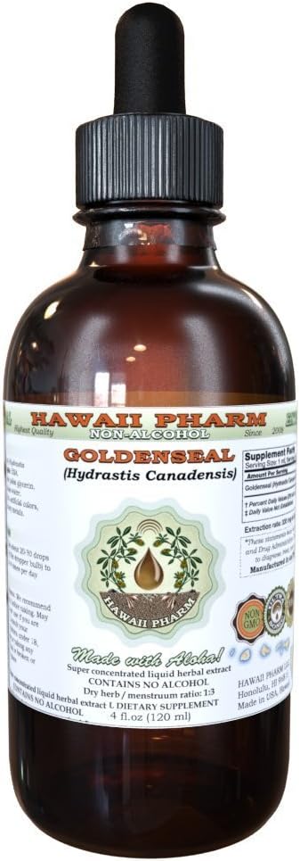 Organic Goldenseal Alcohol-Free Liquid Extract - Natural Herbal Supplement 2 oz Bottle by Hawaii Pharm