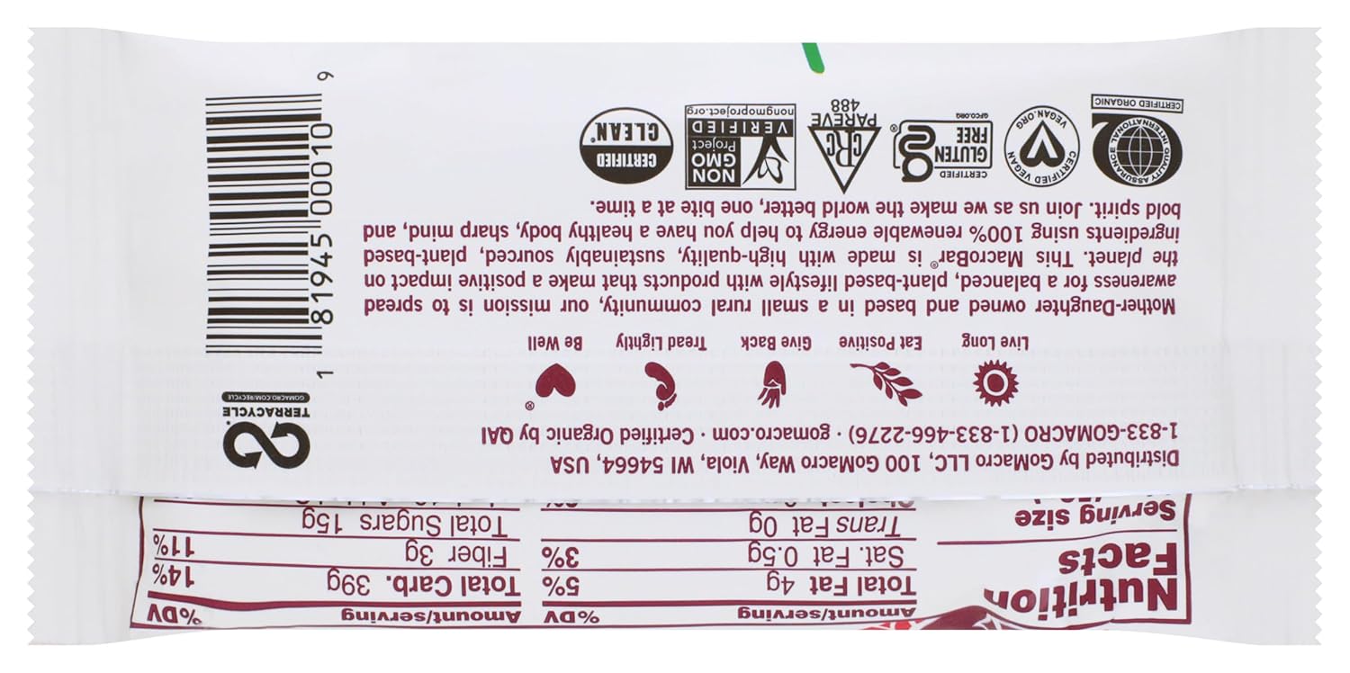 Organic Gomacro Sunny Uplift Cherries Berries Bar - 2 Ounce