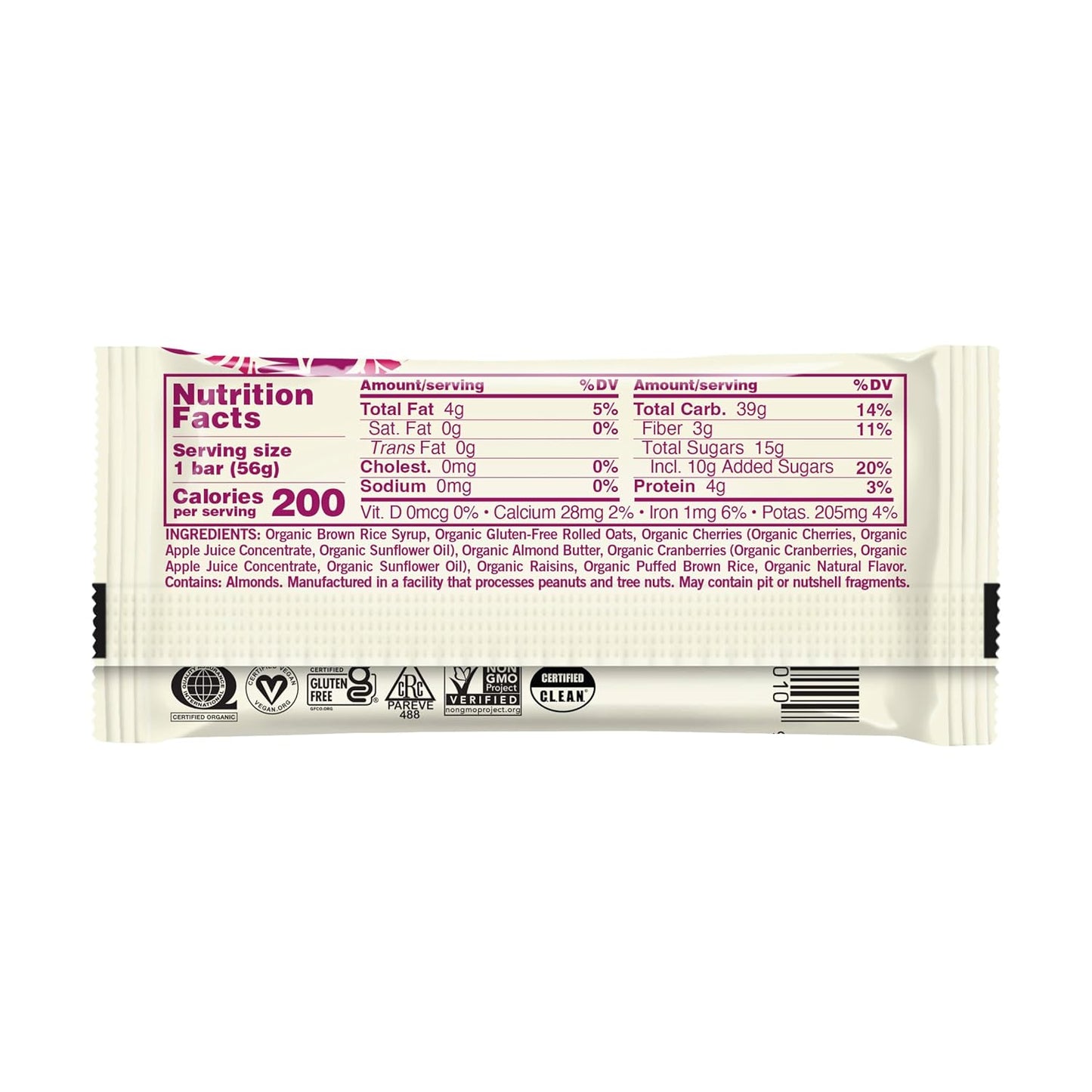 Organic Gomacro Sunny Uplift Cherries Berries Bar - 2 Ounce