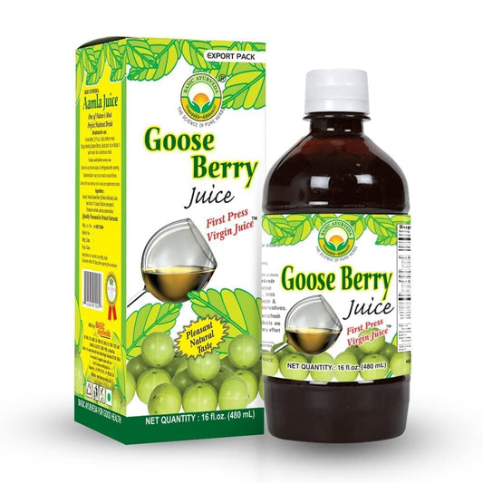 Organic Gooseberry Juice - Pure Amla Fruit Juice with Vitamin C - Hair, Eye, Teeth & Nails Support - 16.23 Fl Oz/480ml