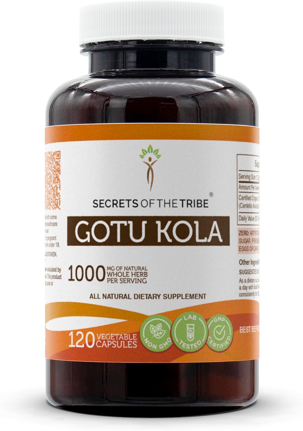 Organic Gotu Kola Capsules - 1000 mg Dried Herb, 120 Capsules by Secrets of the Tribe