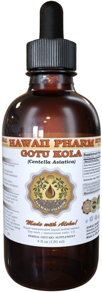 Organic Gotu Kola Liquid Extract Tincture Supplement - 4 oz by Hawaii Pharm