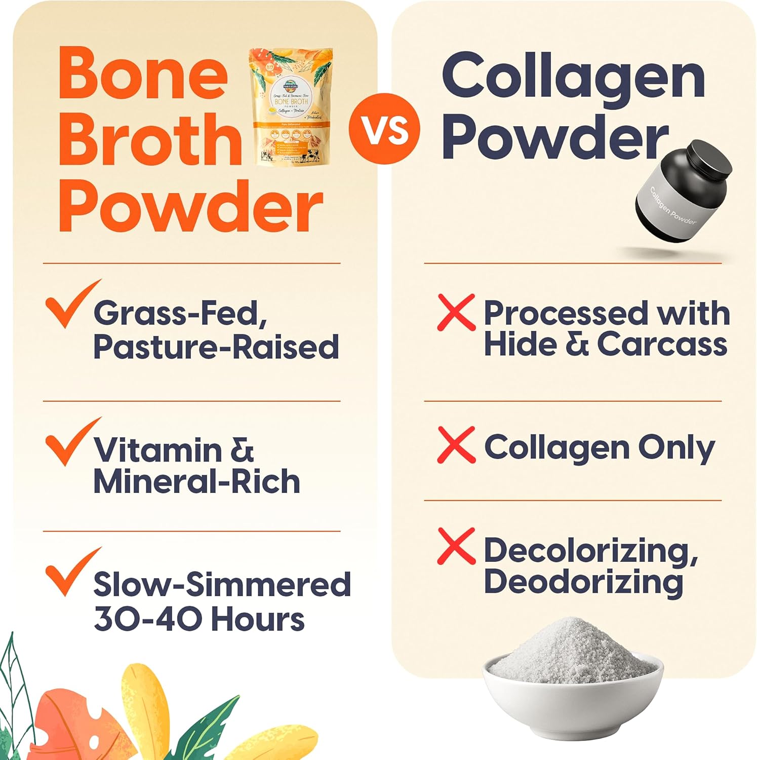 Organic Grass-Fed Beef Bone Broth Powder with Probiotics & Collagen Peptides - 15g Protein, Non-GMO, Paleo & Keto Friendly, Promotes Healthy Skin, Hair, Joints, and Gut Health - Gluten-Free, Low Sodium