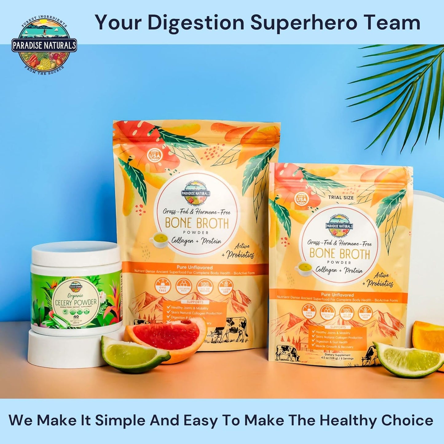Organic Grass-Fed Beef Bone Broth Powder with Probiotics & Collagen Peptides - 15g Protein, Non-GMO, Paleo & Keto Friendly, Promotes Healthy Skin, Hair, Joints, and Gut Health - Gluten-Free, Low Sodium