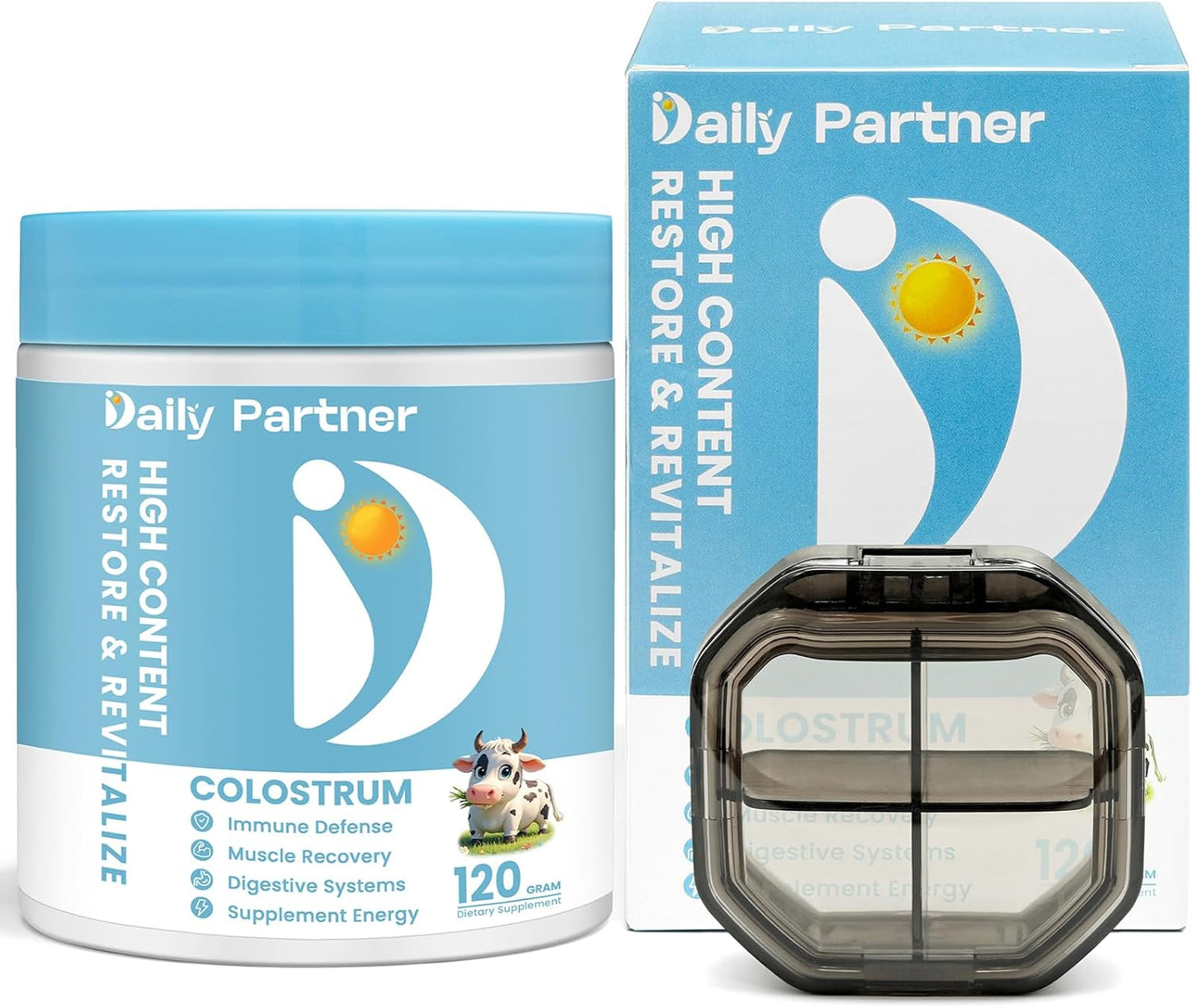 Organic Grass-Fed Bovine Colostrum Powder Supplement for Immune Support, Gut Health, and Beauty - Daily Partner Nature IgG Superfood for Muscle Recovery and Skin Health - Unflavored (60 Servings)