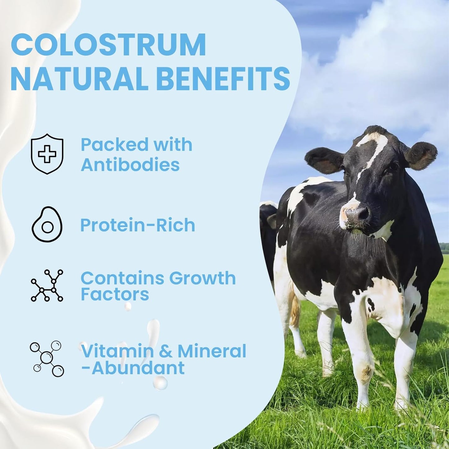 Organic Grass-Fed Bovine Colostrum Powder Supplement for Immune Support, Gut Health, and Beauty - Daily Partner Nature IgG Superfood for Muscle Recovery and Skin Health - Unflavored (60 Servings)