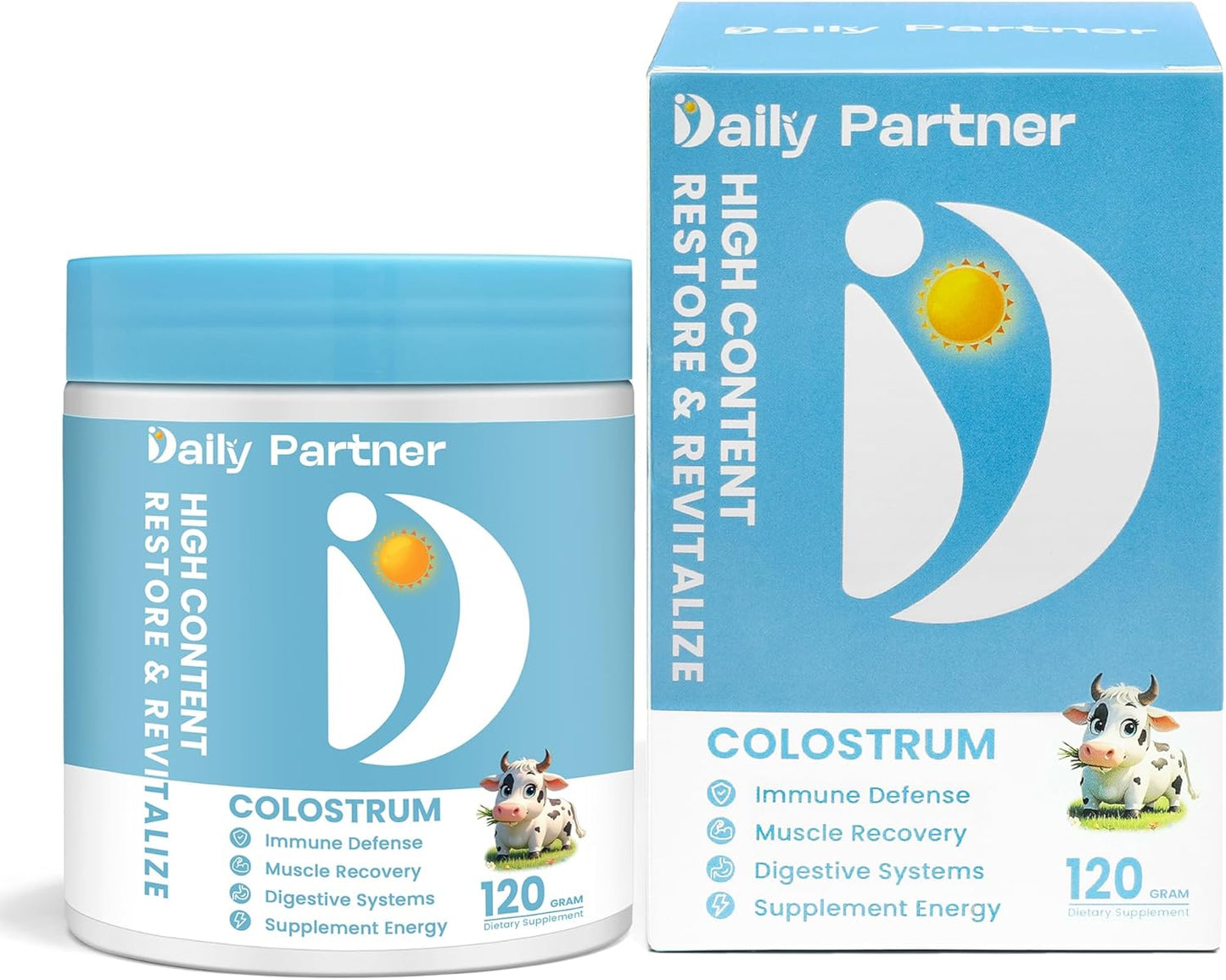 Organic Grass-Fed Bovine Colostrum Powder Supplement for Immune Support, Gut Health, and Beauty - Daily Partner Nature IgG Superfood for Muscle Recovery and Skin Health - Unflavored (60 Servings)