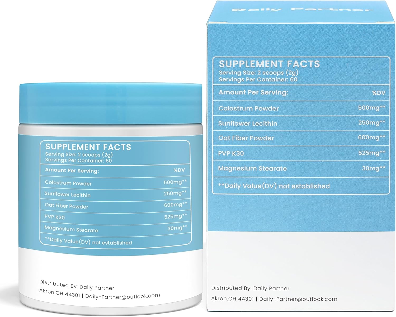 Organic Grass-Fed Bovine Colostrum Powder Supplement for Immune Support, Gut Health, and Beauty - Daily Partner Nature IgG Superfood for Muscle Recovery and Skin Health - Unflavored (60 Servings)