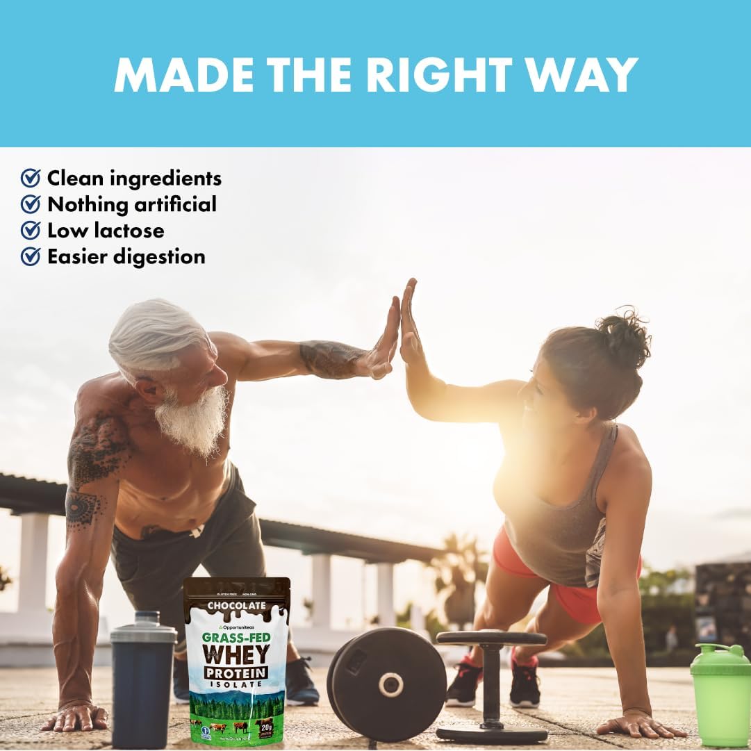 Organic Grass Fed Vanilla Whey Protein Isolate Powder - 22g Protein Without Artificial Sweeteners, Hormone-Free Cows, Non GMO - 1lb - BoostGo Australia