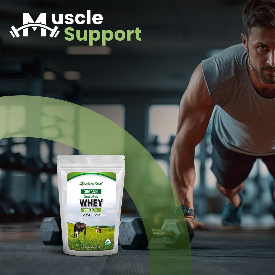 Organic Grass Fed Whey Protein Powder - Cold Processed Concentrate with Essential Amino Acids - Unflavored, 5 lbs