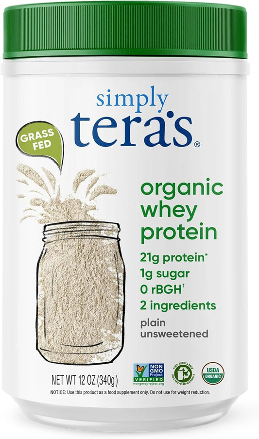 Organic Grass-Fed Whey Protein Powder - Unsweetened, Non-GMO, Kosher, Gluten-Free - 12 Oz
