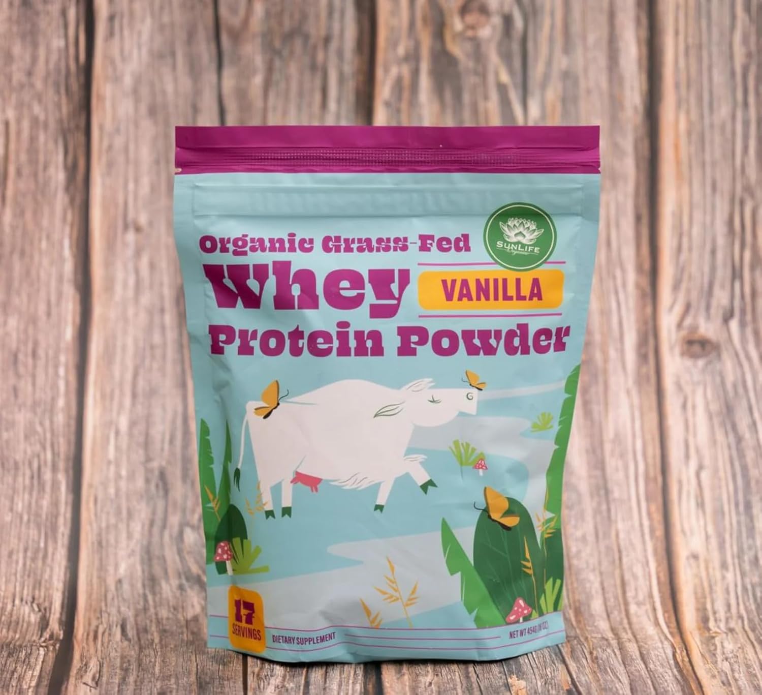 Organic Grass Fed Whey Protein Powder Vanilla - 100% Natural Protein for Men & Women, Sweetened with Cacao, Coconut Creamer, Stevia - 16 Oz, 15 Servings