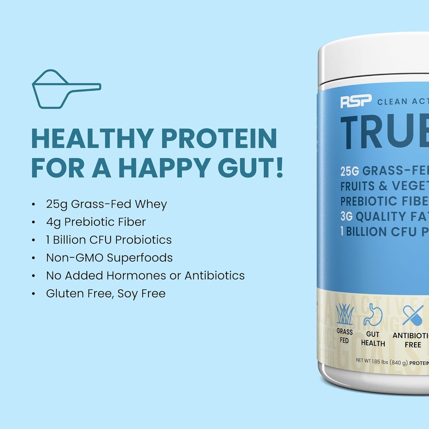 Organic Grass-Fed Whey Protein Powder with Prebiotics & Probiotics for Gut Health - Keto & Gluten Free Meal Replacement Shake - 1.85 lbs