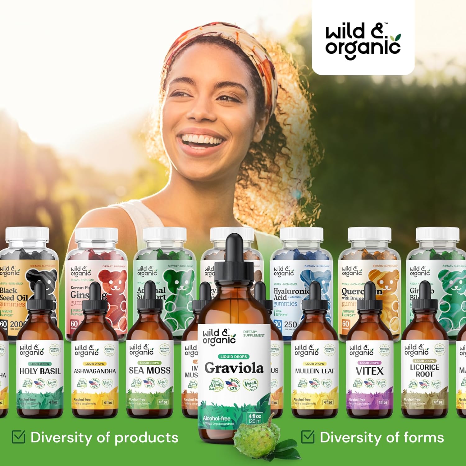 Organic Graviola Soursop Multivitamin Drops - 500mg Guanabana Fruit & Soursop Leaves - Antioxidant Support - Vegan, Sugar & Alcohol-Free Tincture - 4 fl oz