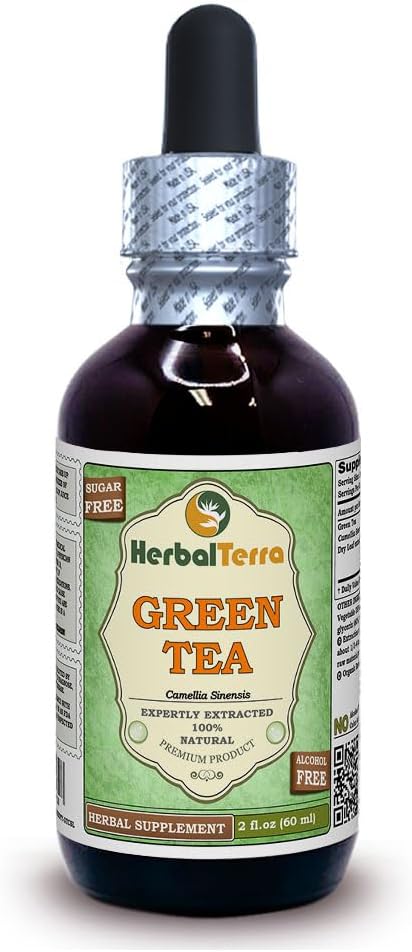 Organic Green Tea Glycerite Extract - Alcohol-Free Liquid Formula - 2 oz Bottle