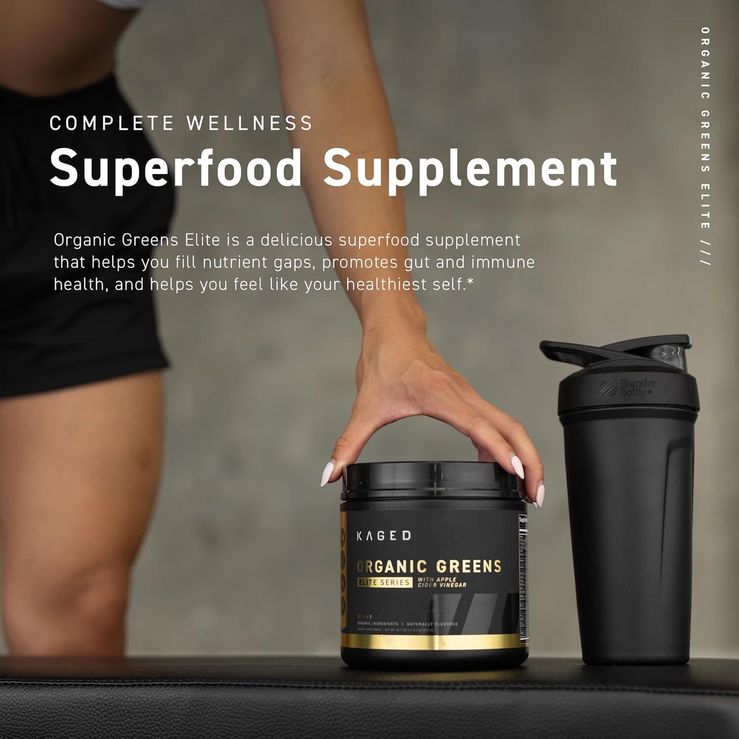 Organic Greens Elite Superfood Powder with Apple Cider Vinegar, Adaptogens, Prebiotics, Vitamins, Minerals - Berry Flavor, 30 Servings