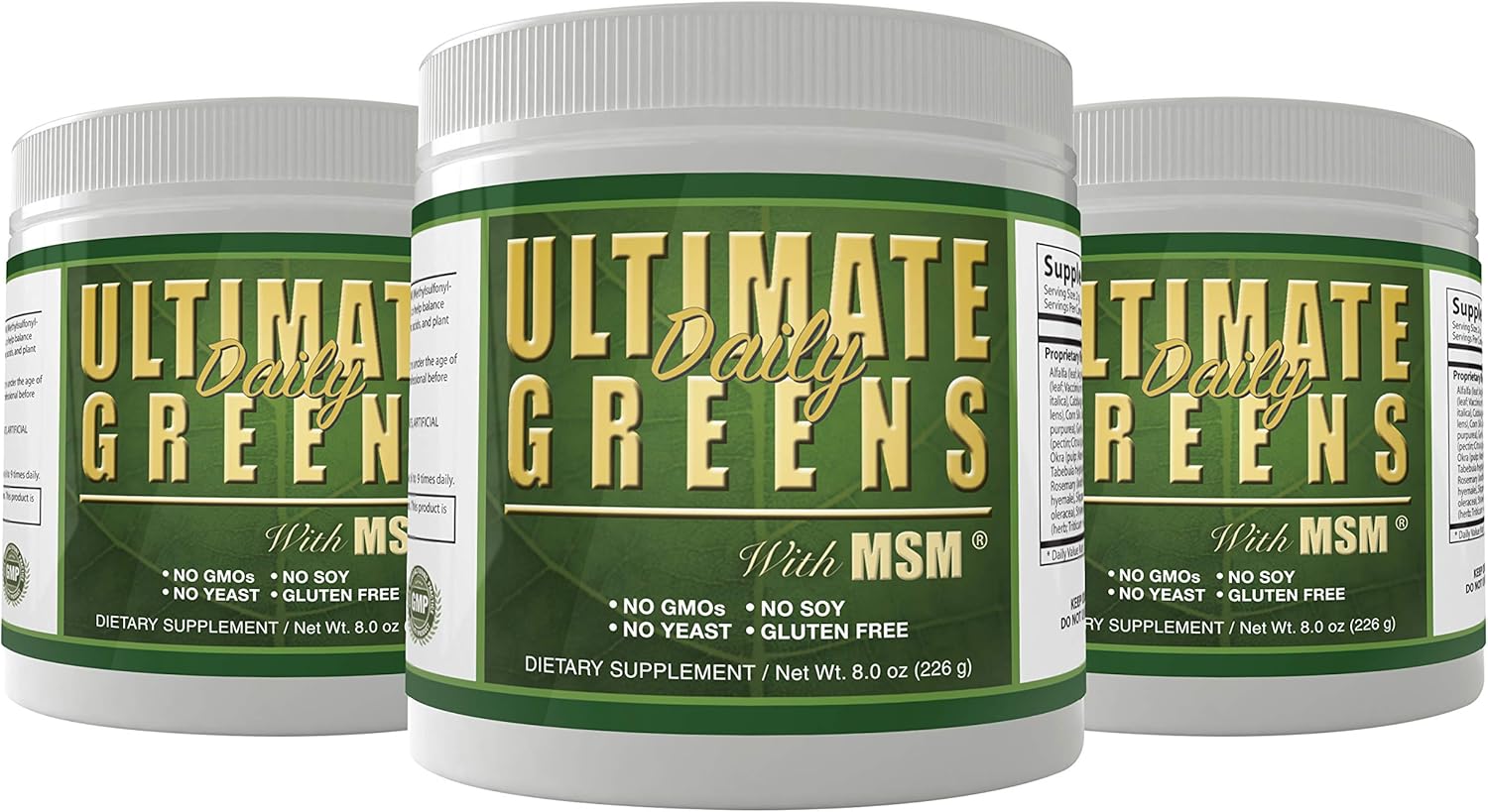 Organic Greens Powder for Daily Immune Support - Vegan-Friendly Alkalizing Vegetable Drink - 8oz 3 Pack - Non-GMO, Gluten, and Soy Free