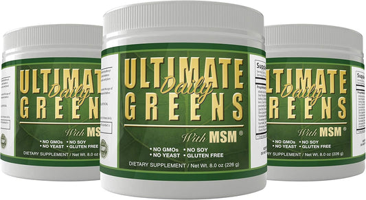 Organic Greens Powder for Daily Immune Support - Vegan-Friendly Alkalizing Vegetable Drink - 8oz 3 Pack - Non-GMO, Gluten, and Soy Free
