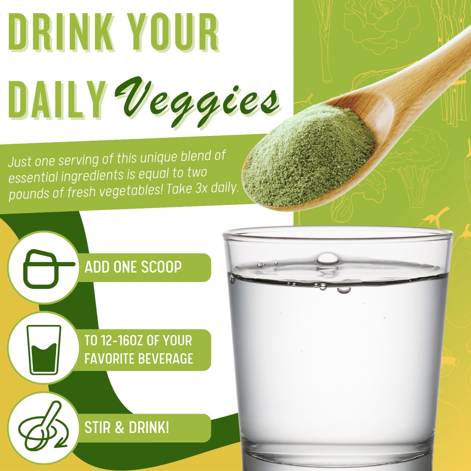 Organic Greens Powder for Daily Immune Support - Vegan-Friendly Alkalizing Vegetable Drink - 8oz 3 Pack - Non-GMO, Gluten, and Soy Free