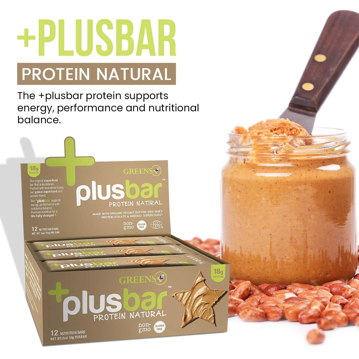 Organic Greens Protein Bar with Whey | Gluten Free | Non GMO | 12 Bars