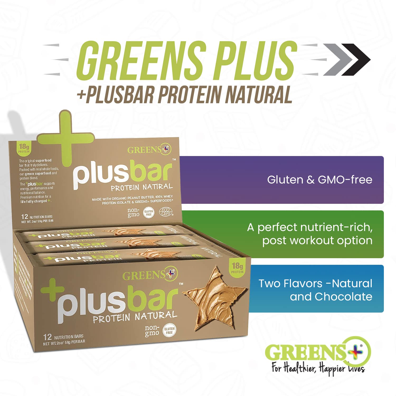 Organic Greens Protein Bar with Whey | Gluten Free | Non GMO | 12 Bars