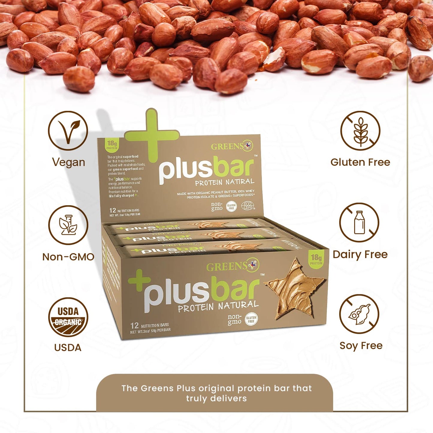 Organic Greens Protein Bar with Whey | Gluten Free | Non GMO | 12 Bars