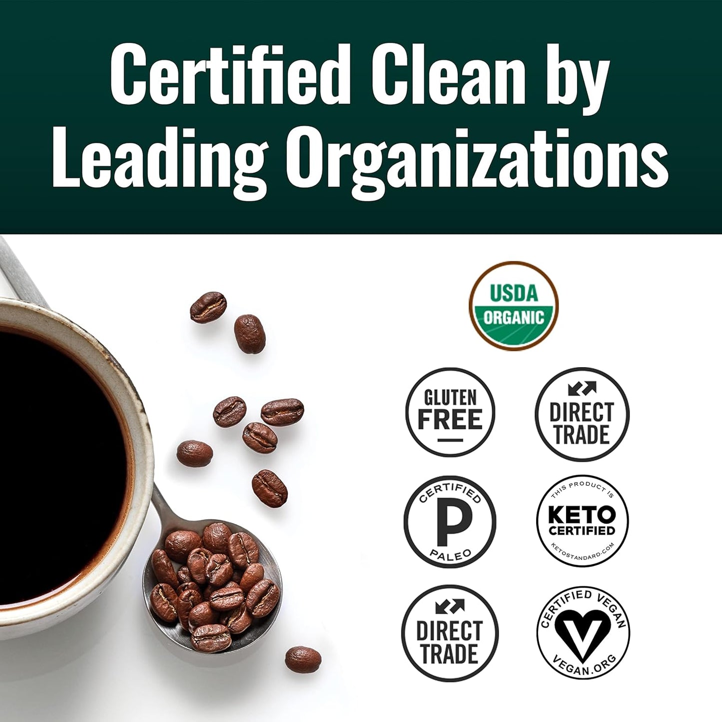 Organic Ground Clean Coffee with Pure C8 MCT Oil Bundle - Non-GMO, Keto, Paleo, Vegan - Mold & Mycotoxin Free - 10 Oz Bag, 32 Oz Bottle