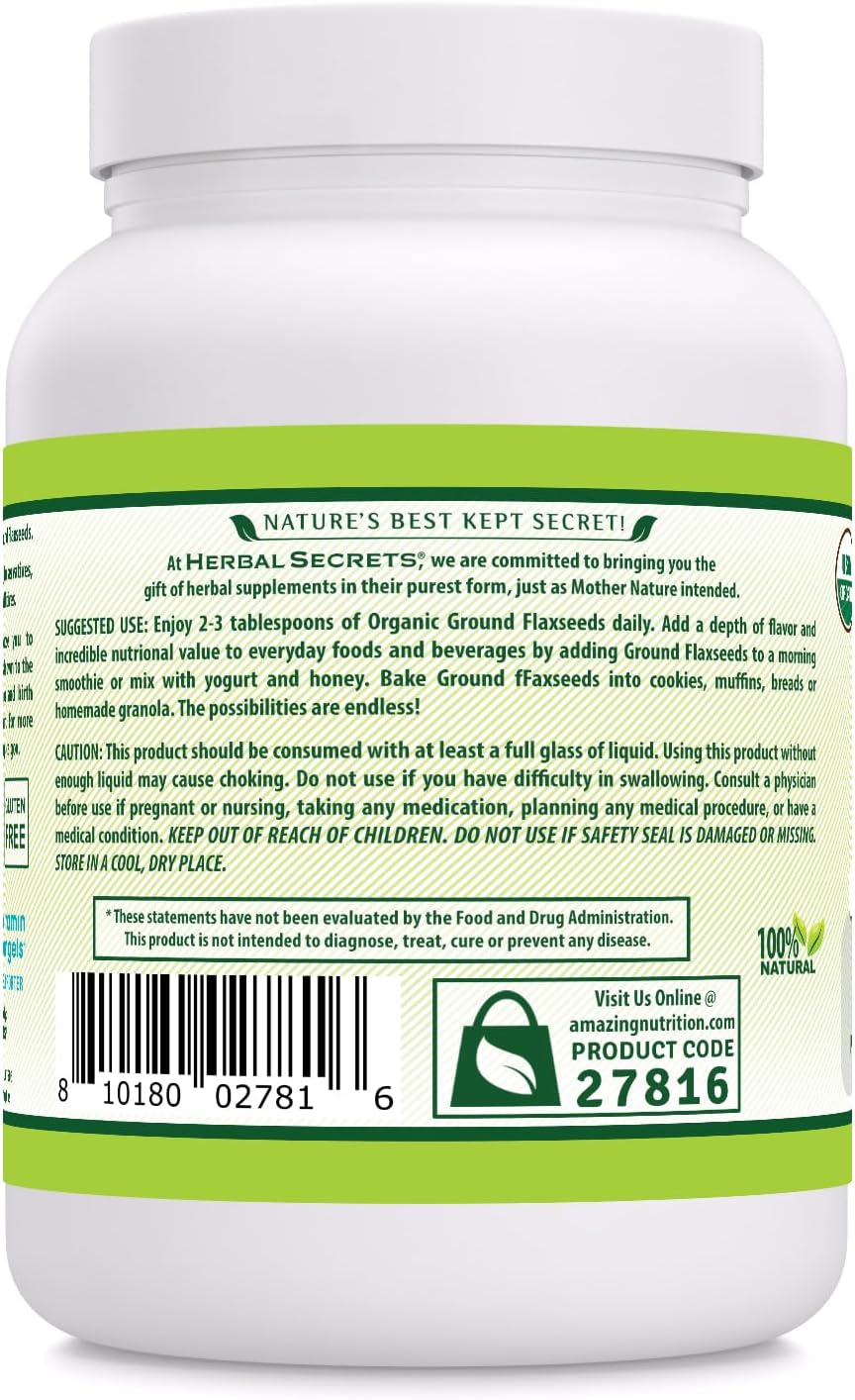 Organic Ground Flaxseed Powder - 2 lbs (65 Servings) | Rich in Fiber & Omega-3 | Vegan Superfood Supplement | Non-GMO & USDA Certified - BoostGo Australia
