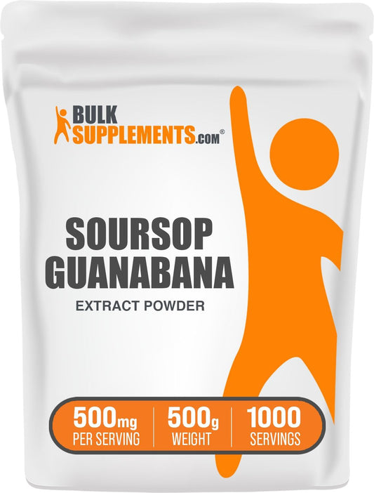 Organic Guanabana Fruit Extract Powder - Soursop Herbal Supplement, Gluten-Free, 500mg per Serving - 500g (1.1 lbs) Pack of 1 by BulkSupplements