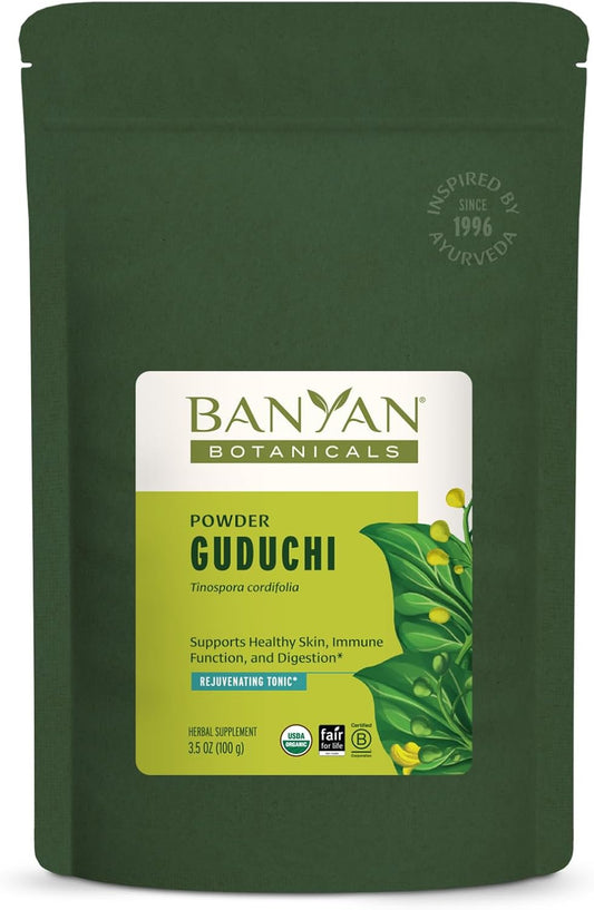 Organic Guduchi Powder for Immune Health, Natural Detox, Digestion & Skin - 3.5 oz - Non-GMO Vegan