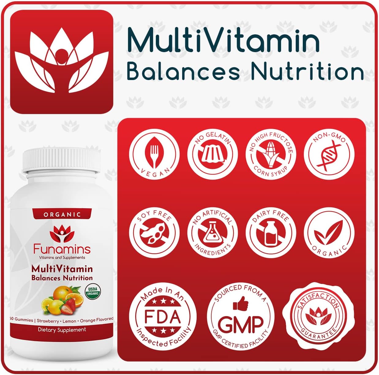 Organic Gummy MultiVitamin 2-Pack, 60 Count Each, 11 Essential Nutrients, Vegan, Assorted Flavors for Kids and Adults