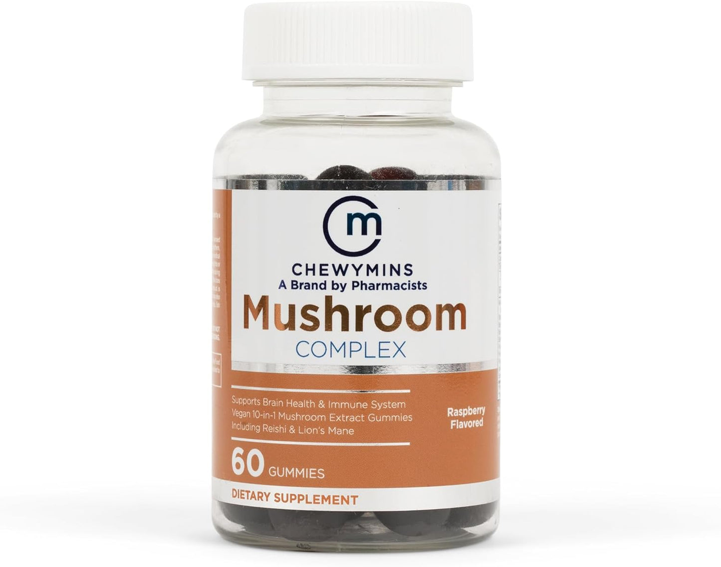 Organic Halal Mushroom Complex Gummies - Raspberry Flavor - Non-GMO & Vegan - Brain & Immune Support - 10-in-1 Extract - 60 Gummies