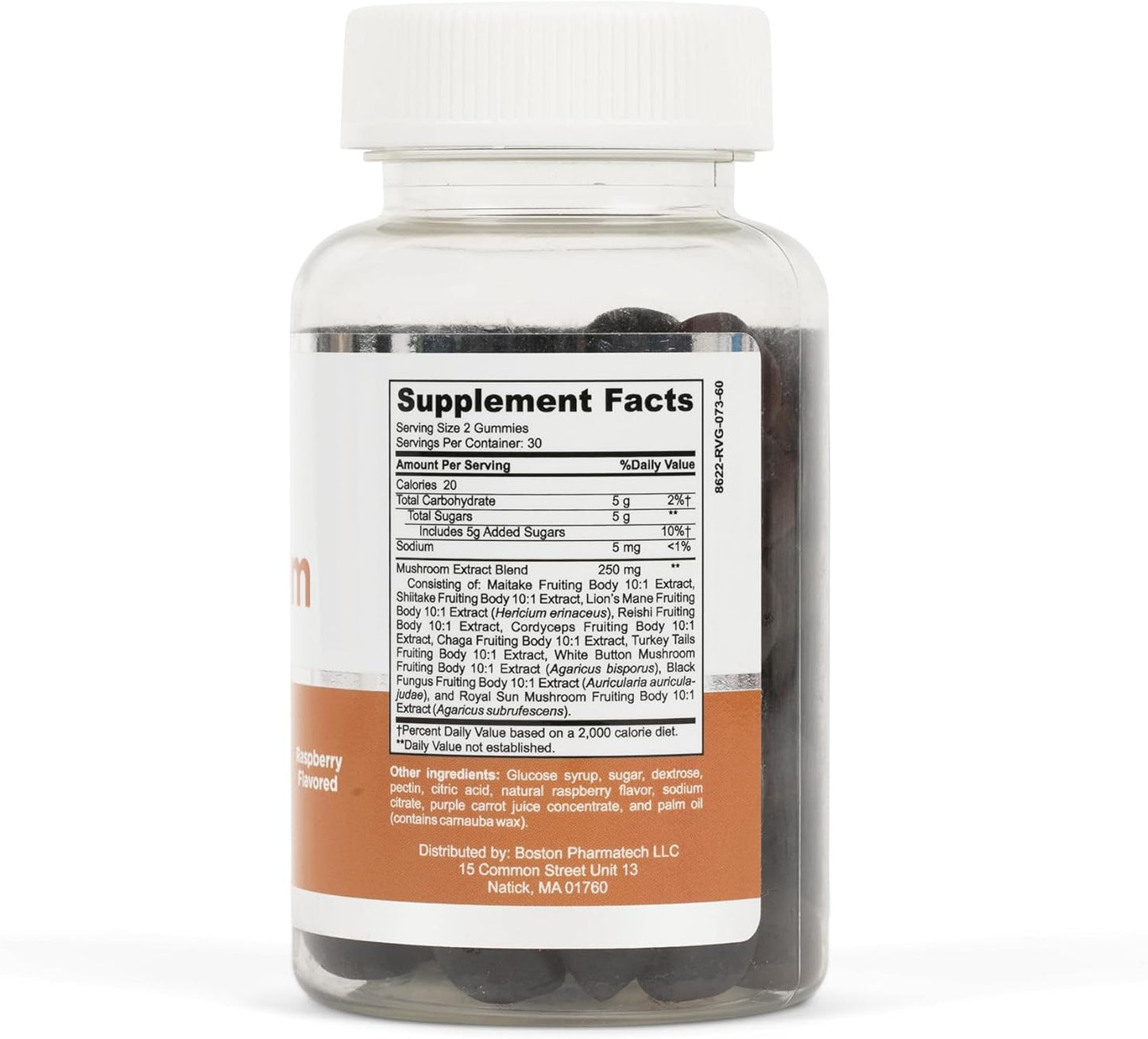 Organic Halal Mushroom Complex Gummies - Raspberry Flavor - Non-GMO & Vegan - Brain & Immune Support - 10-in-1 Extract - 60 Gummies