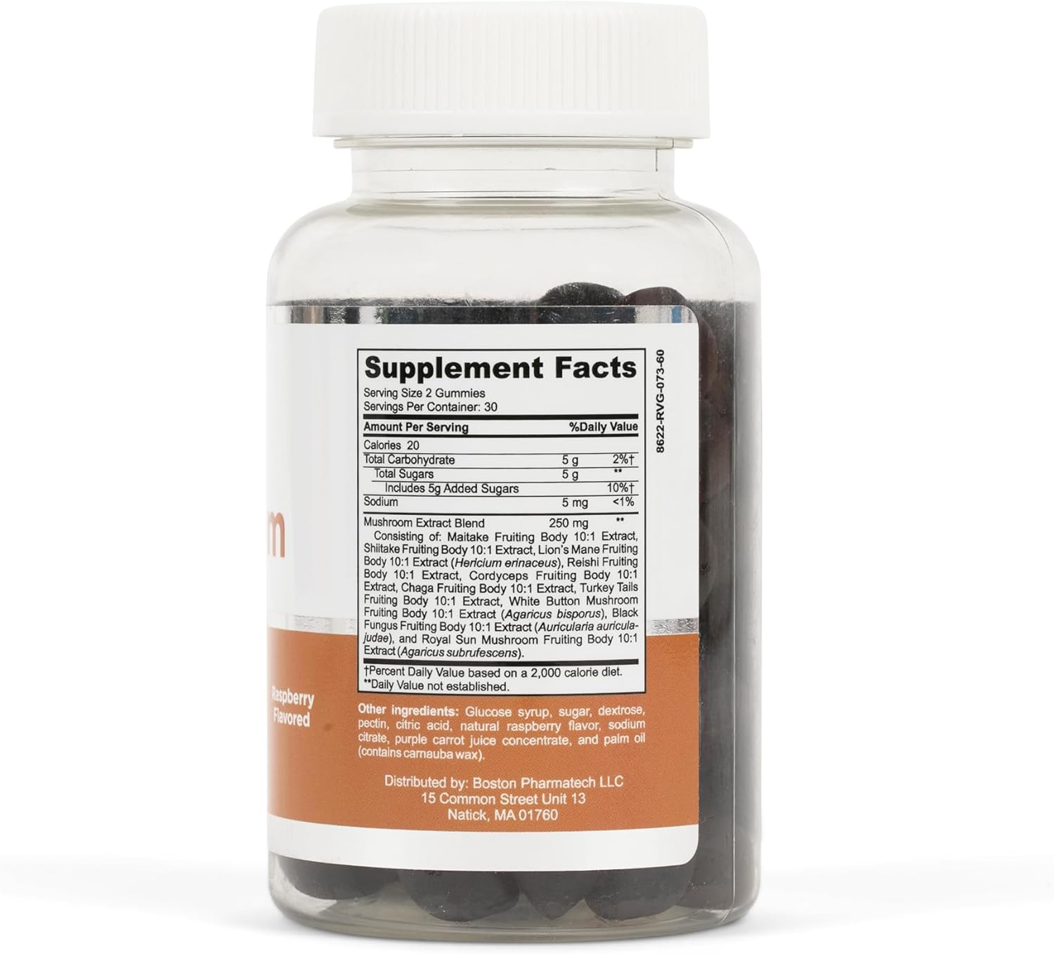 Organic Halal Mushroom Complex Gummies - Raspberry Flavor - Non-GMO & Vegan - Brain & Immune Support - 10-in-1 Extract - 60 Gummies