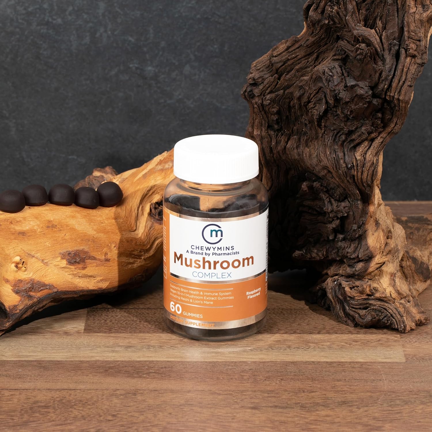 Organic Halal Mushroom Complex Gummies - Raspberry Flavor - Non-GMO & Vegan - Brain & Immune Support - 10-in-1 Extract - 60 Gummies