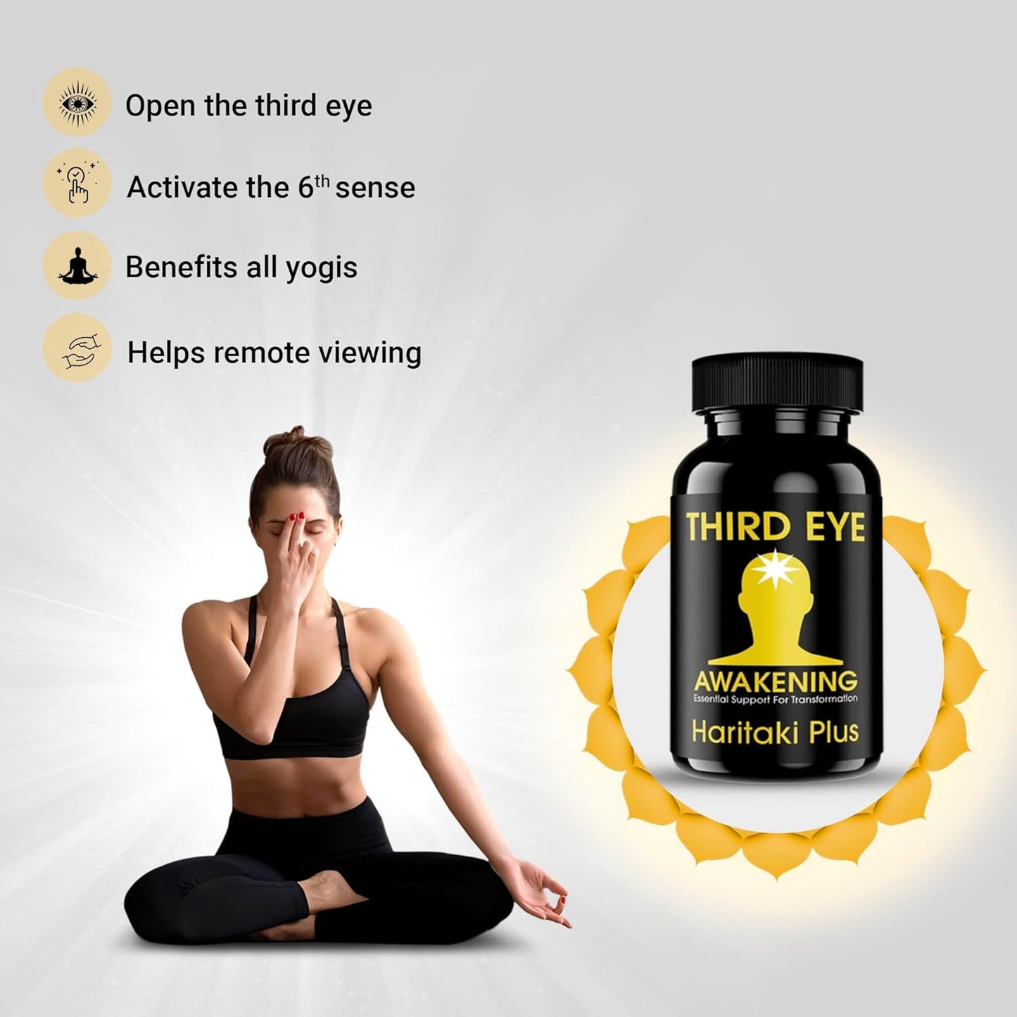 Organic Haritaki Capsules for Third Eye Awakening - 100 Capsules, 650mg Each - Vegan - Kailash Herbals