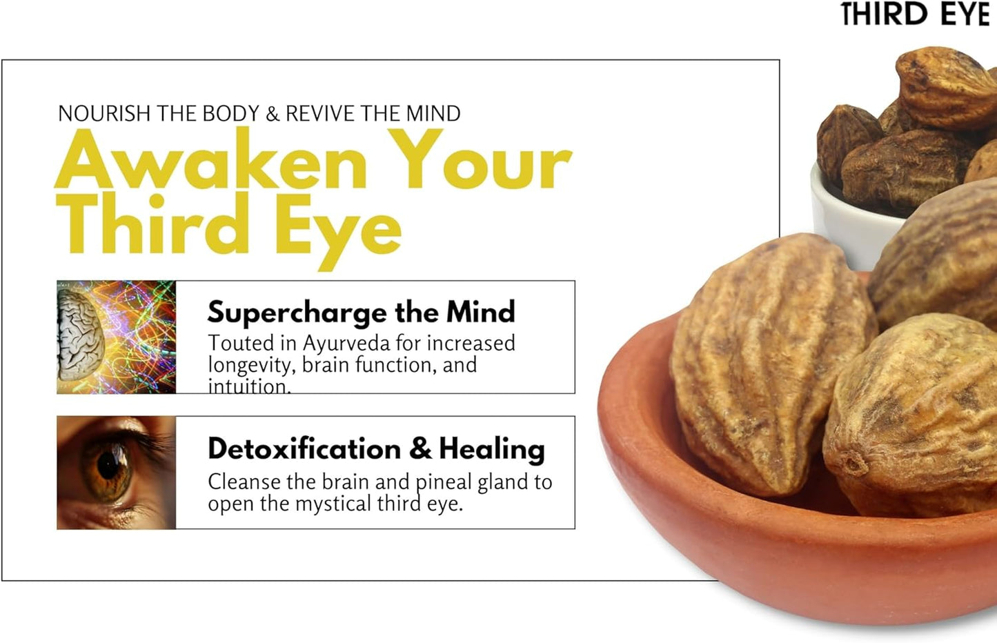 Organic Haritaki Capsules for Third Eye Awakening - 100 Capsules, 650mg Each - Vegan - Kailash Herbals