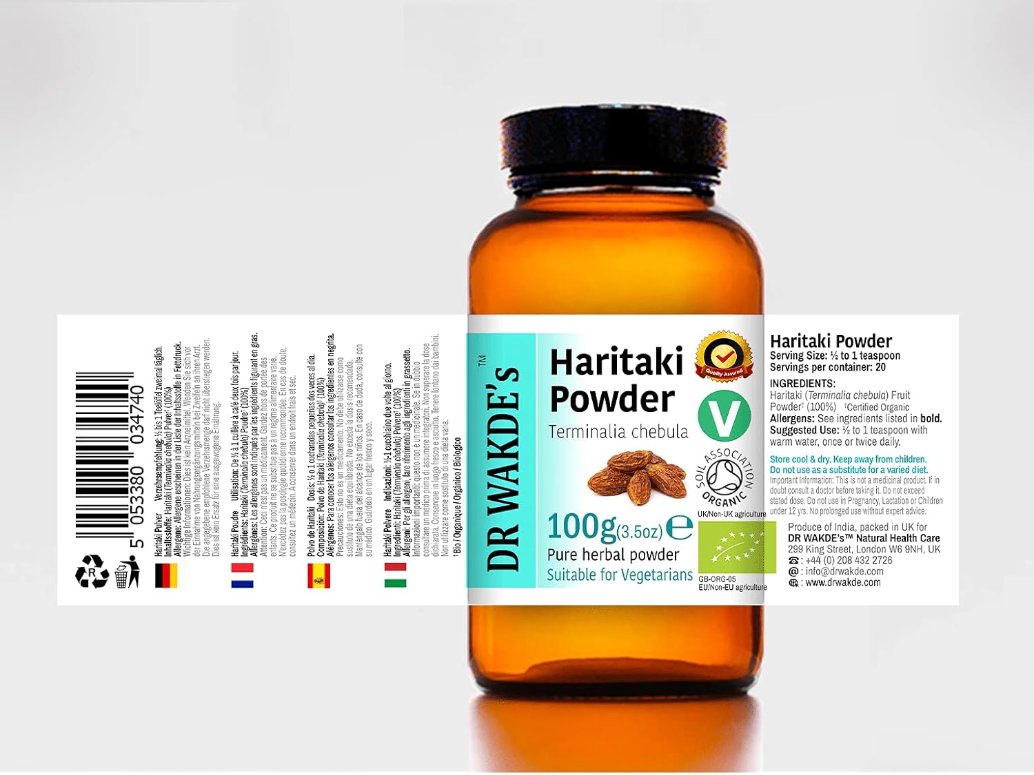 Organic Haritaki Powder - 100g | Pure Ayurvedic Herb | Vegan & Raw | Dr. Wakde's Natural Health Care London