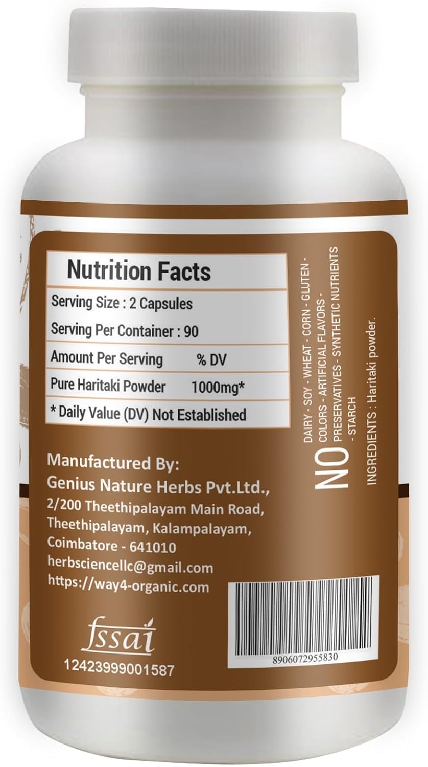 Organic Haritaki Powder and Capsules by WAY 4 Organics - Natural Digestive Support Supplement