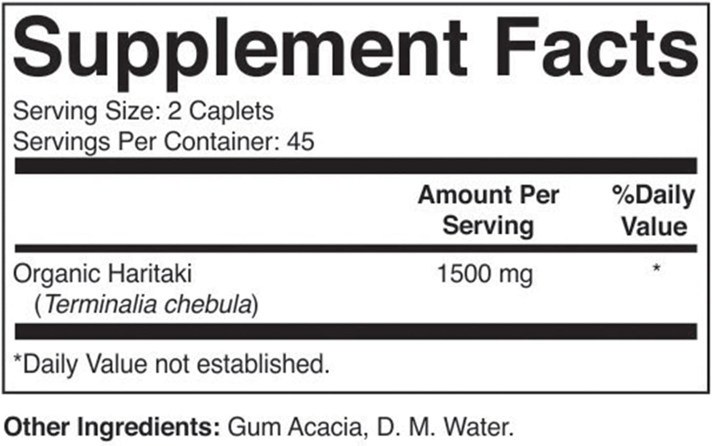 Organic Haritaki Tablets 1500mg - 90 Vegetarian Tablets, Gluten Free - Brieofood