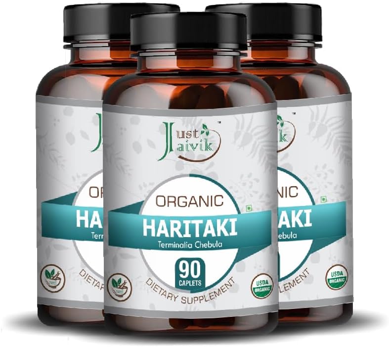 Organic Haritaki (Terminalia Chebula) Tablets - 750mg (90 Tablets) | Dietary Supplement for Detox & Rejuvenation