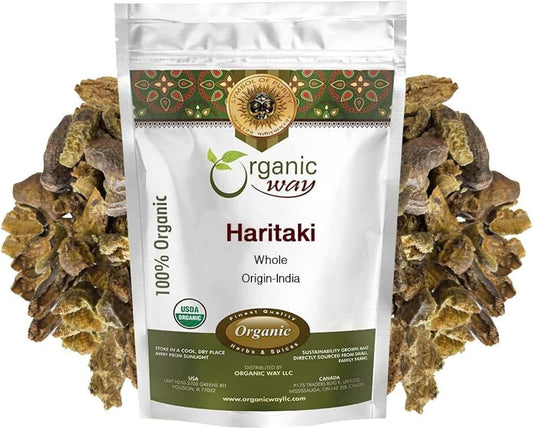 Organic Haritaki Whole (Terminalia Chebula) from India - 4 oz | Kosher, Vegan, Non-GMO, Gluten Free