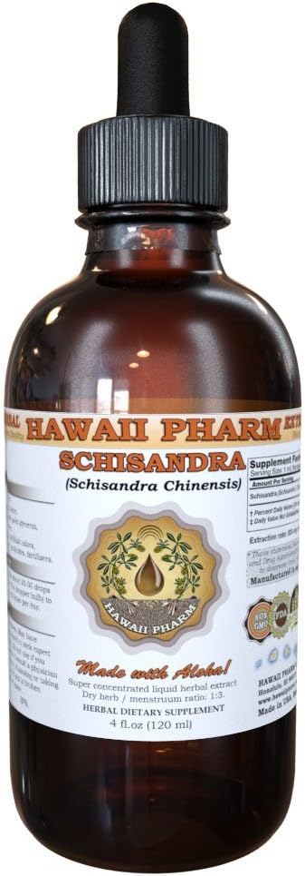 Organic Hawaii Pharm Schisandra Chinensis Liquid Extract - Herbal Supplement, 4 fl.oz USA-Made Tincture