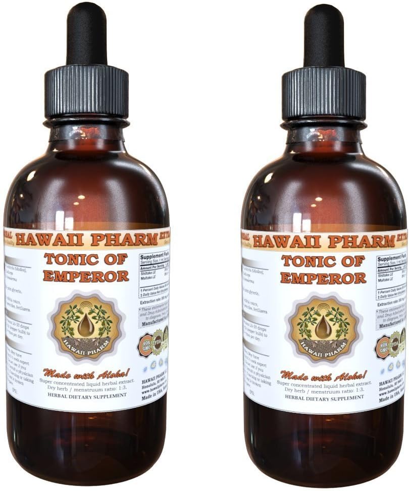 Organic HawaiiPharm Shiitake, Maitake, Cordiceps, Reishi Liquid Extract Tincture - Herbal Supplement - 4 fl.oz - Made in USA